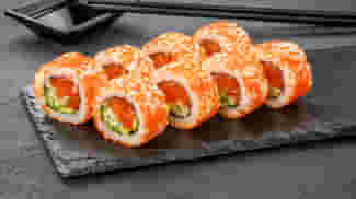 Dish California roll with salmon in caviar menu Cookino California roll with salmon in caviar menu Cookino