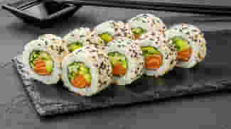 Dish California roll with salmon in sesame menu Cookino California roll with salmon in sesame menu Cookino