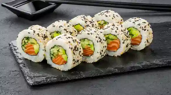 Dish California roll with salmon in sesame menu Sushi Master California roll with salmon in sesame menu Sushi Master