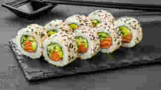 Dish California roll with smoked salmon in sesame menu Cookino California roll with smoked salmon in sesame menu Cookino