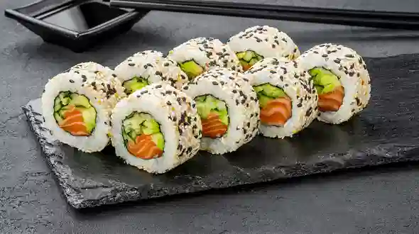Dish California roll with smoked salmon in sesame menu Sushi Master California roll with smoked salmon in sesame menu Sushi Master
