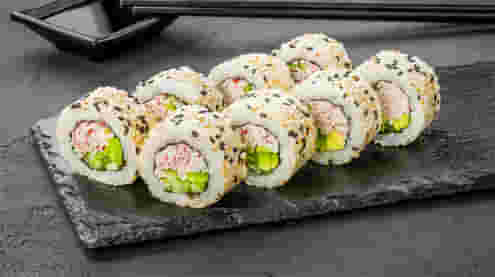 Dish California roll with a crab mix in sesame menu Cookino California roll with a crab mix in sesame menu Cookino