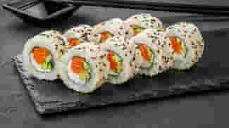 Dish Philadelphia roll with salmon in sesame menu Cookino Philadelphia roll with salmon in sesame menu Cookino