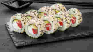 Dish Philadelphia roll with tuna in sesame menu Cookino Philadelphia roll with tuna in sesame menu Cookino