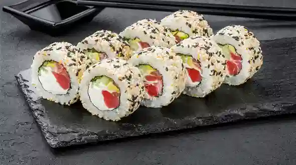 Dish Philadelphia roll with tuna in sesame menu Sushi Master Philadelphia roll with tuna in sesame menu Sushi Master