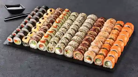 Dish Sushi Box Sumo Sushi 96 pcs menu Sushi Master Sushi Box Sumo Sushi 96 pcs menu Sushi Master