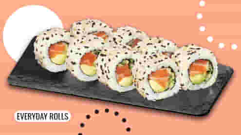 Dish California roll with smoked salmon in sesame menu Cookino California roll with smoked salmon in sesame menu Cookino