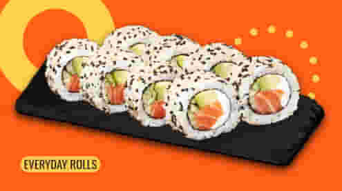 Dish Philadelphia roll with salmon in sesame menu Cookino Philadelphia roll with salmon in sesame menu Cookino