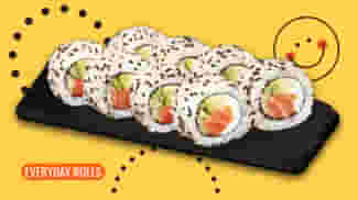 Dish Philadelphia roll with smoked salmon in sesame menu Cookino Philadelphia roll with smoked salmon in sesame menu Cookino